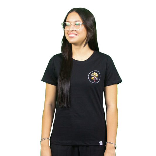 Baby Look Brasão do Vaticano - Preto